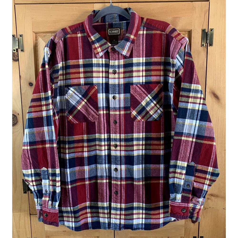 C.E. Schmidt Workwear Shirt Long Sleeve Flannel Plaid 100% Cotton Size XL